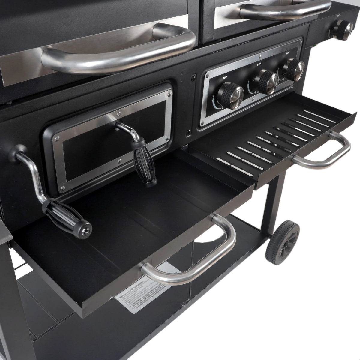 Dual Fuel Gas And Charcoal Combo Grill, Black With Stainless - GBC1793W