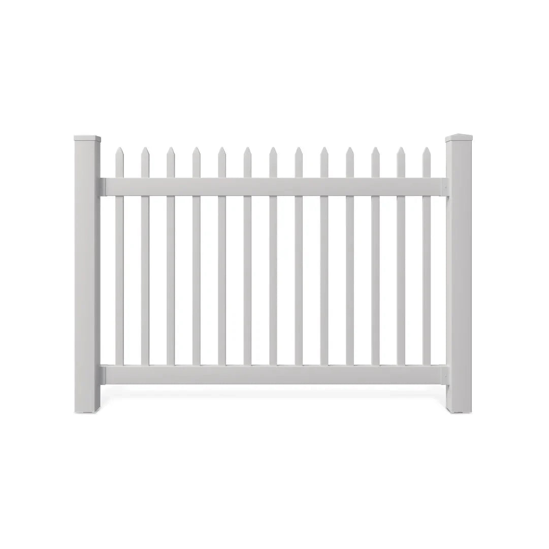 WamBam White Vinyl Picket Fence Panel Kit, 4ft H x 6ft W, 1 Panel + 1 Post - BL19101