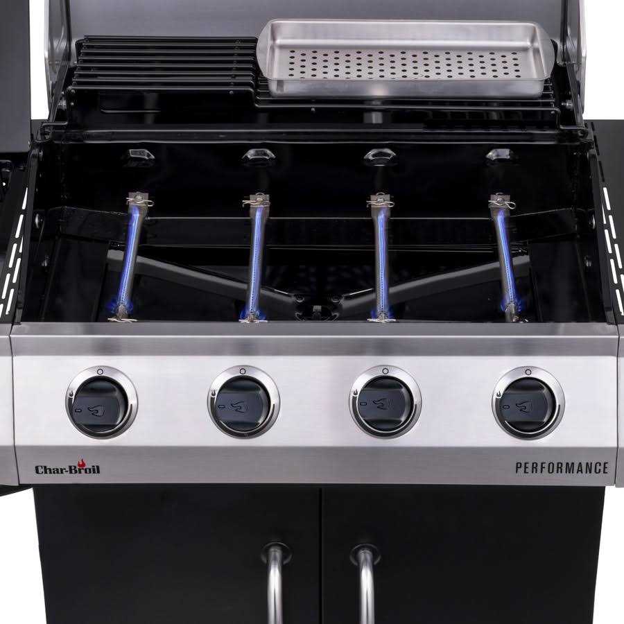 Char-Broil 4 Burner Propane Gas Grill With Cabinet, Silver/Black - 463353021