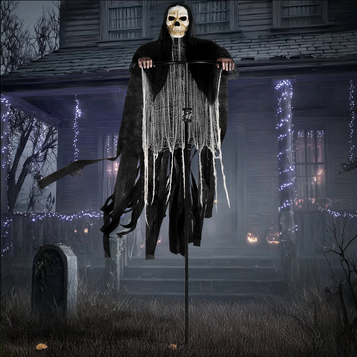 Joyfy Halloween Decorations Outdoor, Sound Activated with LED Eyes & Sound & Motion, Decor for Yard Farm Garden Indoor Haunted House