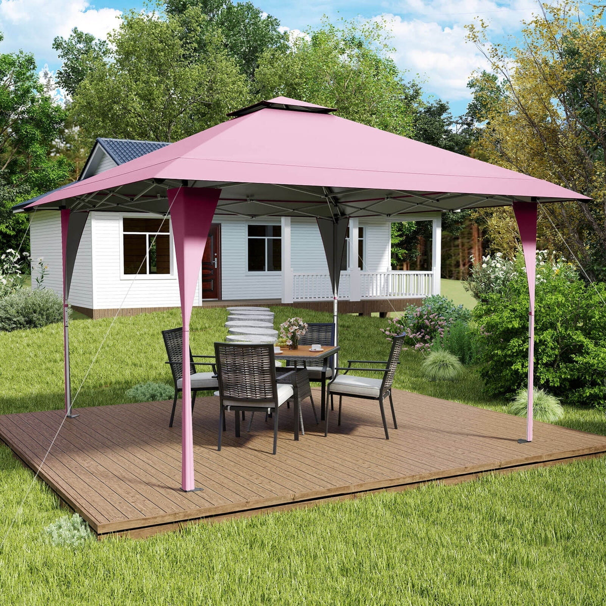 Costway Pop-Up Gazebo Outdoor Canopy Tent, 13 x 13 ft, Gray
