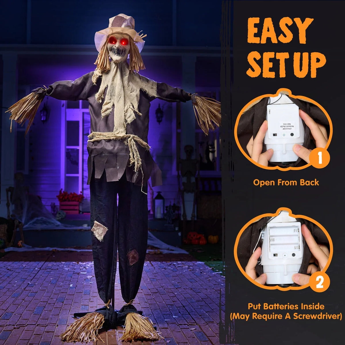Joyfy Halloween Decorations Outdoor, Sound Activated with LED Eyes & Sound & Motion, Decor for Yard Farm Garden Indoor Haunted House
