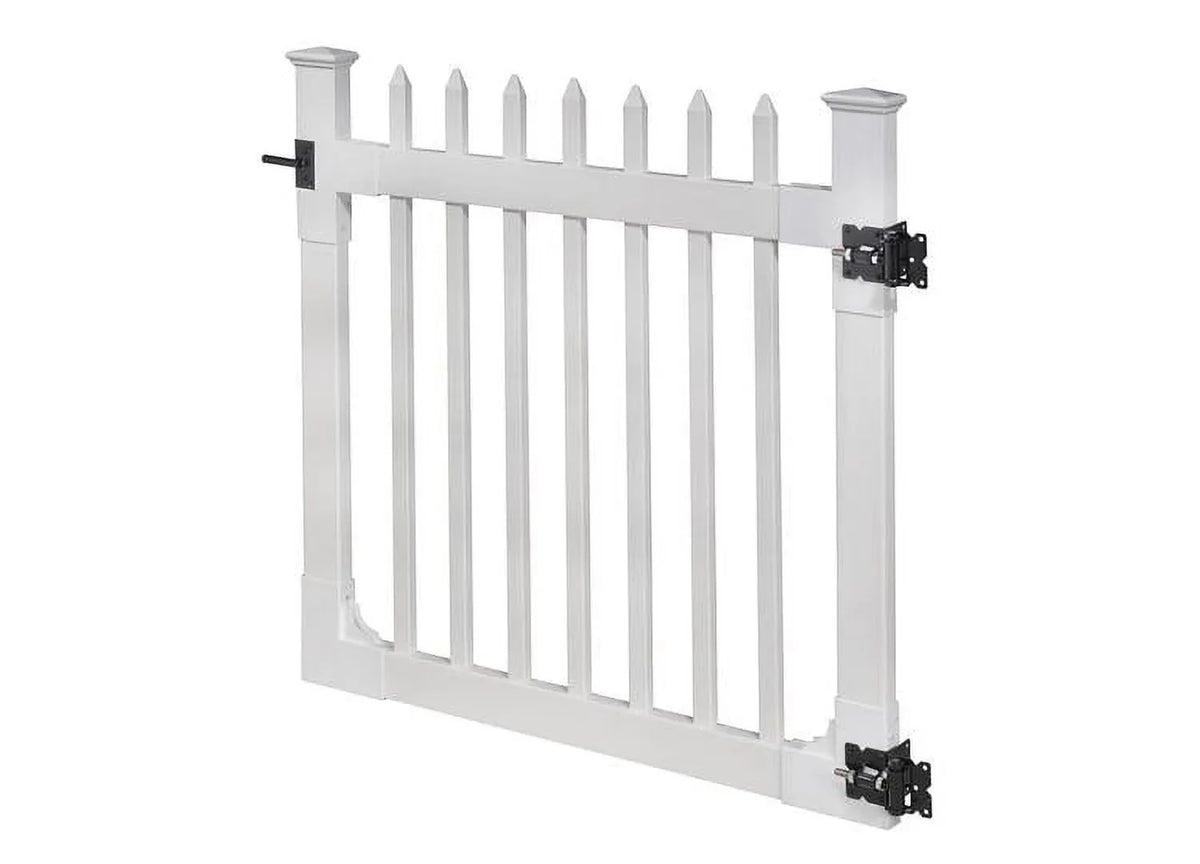 WamBam White Vinyl Picket Fence Panel Kit, 4ft H x 6ft W, 1 Panel + 1 Post - BL19101