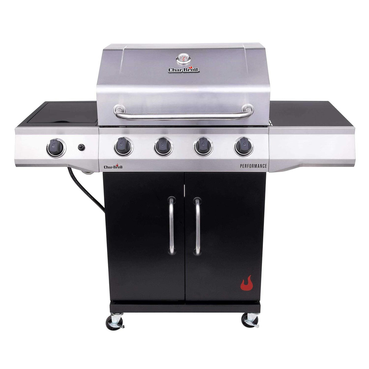 Char-Broil 4 Burner Propane Gas Grill With Cabinet, Silver/Black - 463353021