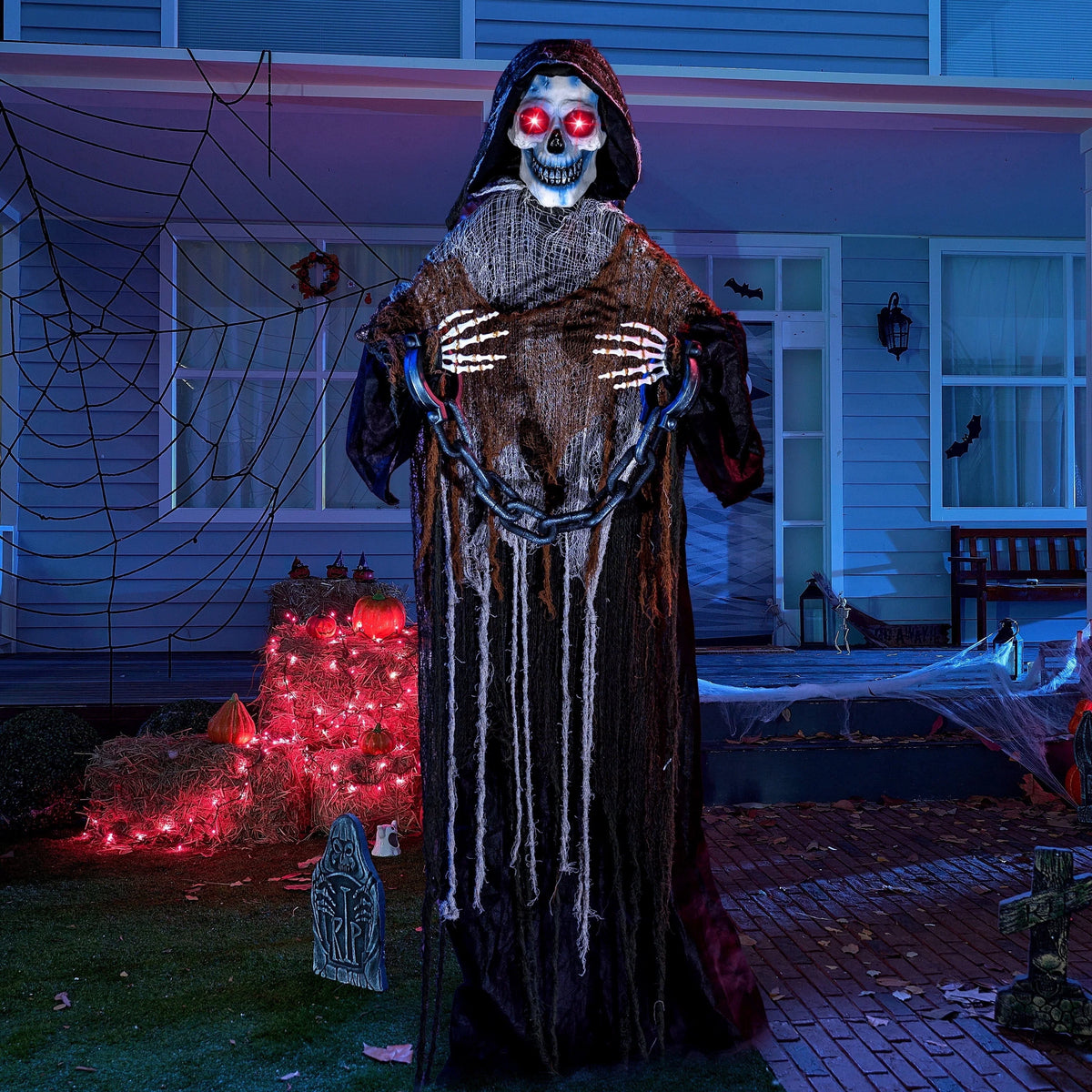 Joyfy Halloween Decorations Outdoor, Sound Activated with LED Eyes & Sound & Motion, Decor for Yard Farm Garden Indoor Haunted House