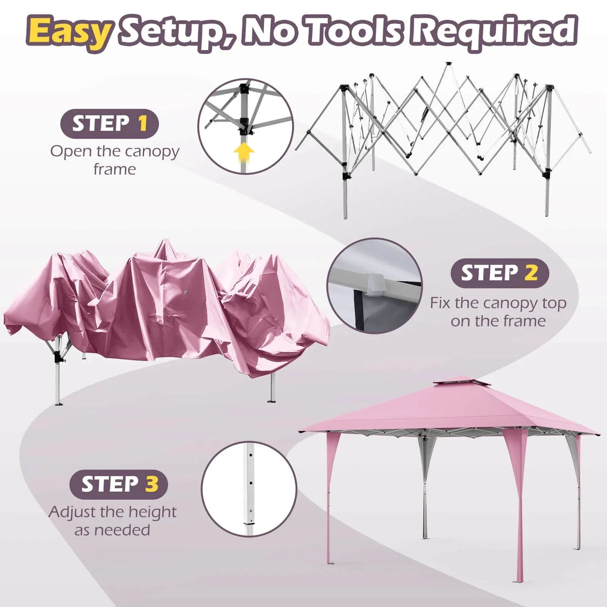 Costway Pop-Up Gazebo Outdoor Canopy Tent, 13 x 13 ft, Gray