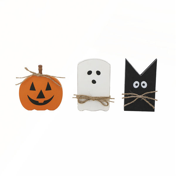 Set of 3 Adorable Halloween Table Decor with Pumpkin, Ghost, and Bat Elements for Festive Home Decor