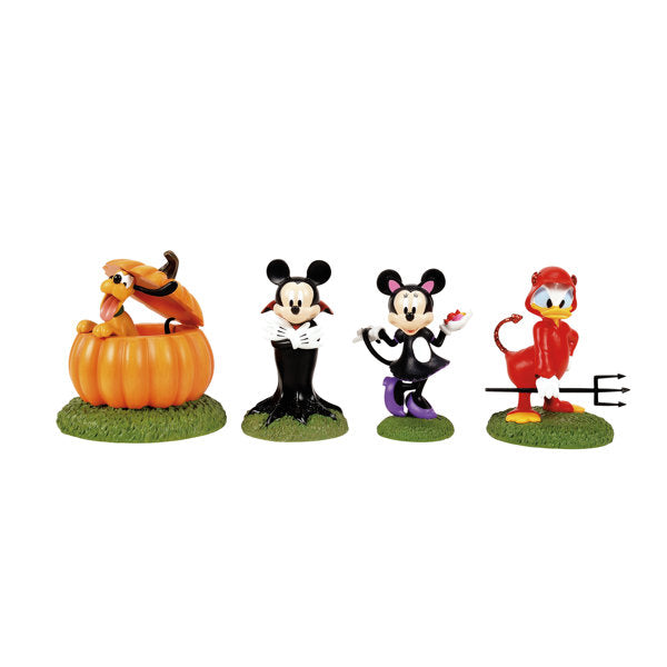 Department 56 Disney Village Accessories Ready for Tricks and Treats 4-Piece Figurine Set