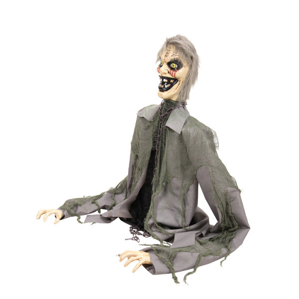 Haunted Hill Farm 2.8 ft Rising Zombie Halloween Animatronic with Rising Motion
