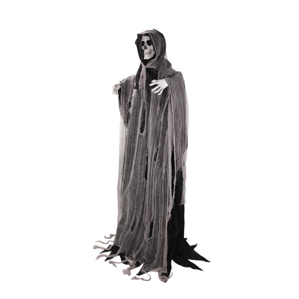 Haunted Hill Farm 7 ft Standing Animated Reaper Halloween Animatronic with Swinging Arms and Red LED Eyes