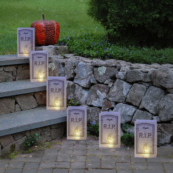 Battery-Operated Luminaria Kit, Tombstone - Set of 6