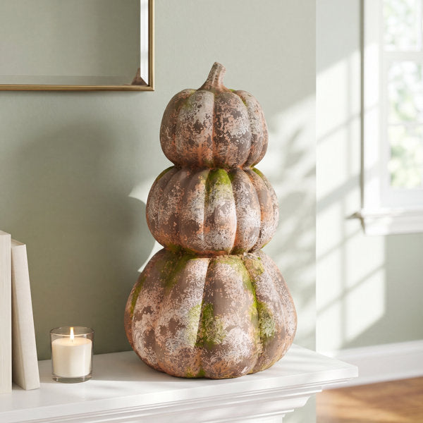 Kalalou Faux Concrete Pumpkin Stack – Three Decorative Pumpkins 25" H