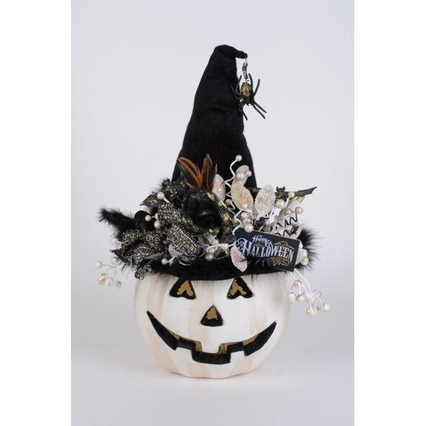 Lighted White Fiber Optic Pumpkin