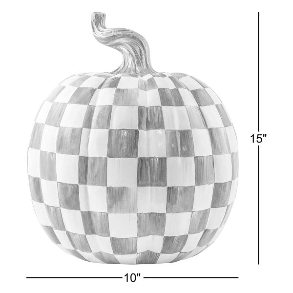 Check Large Pumpkin Decorative Accent