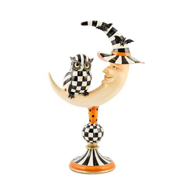 Courtly Owl on Moon Figure