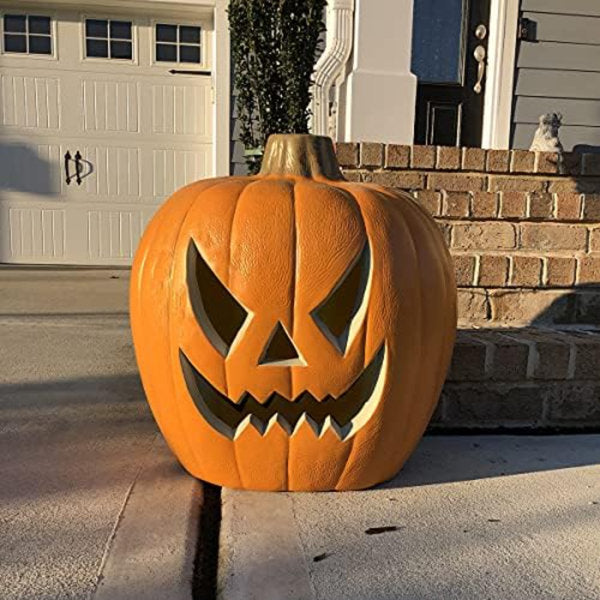 21" Jack O Lantern Halloween Pumpkins - Indoor Outdoor Large Plastic Pumpkin - Lighted Pre-Lit Pumpkin Lantern With ETL Certified Cord And 2 Fuses Fireplace Decoration 21"