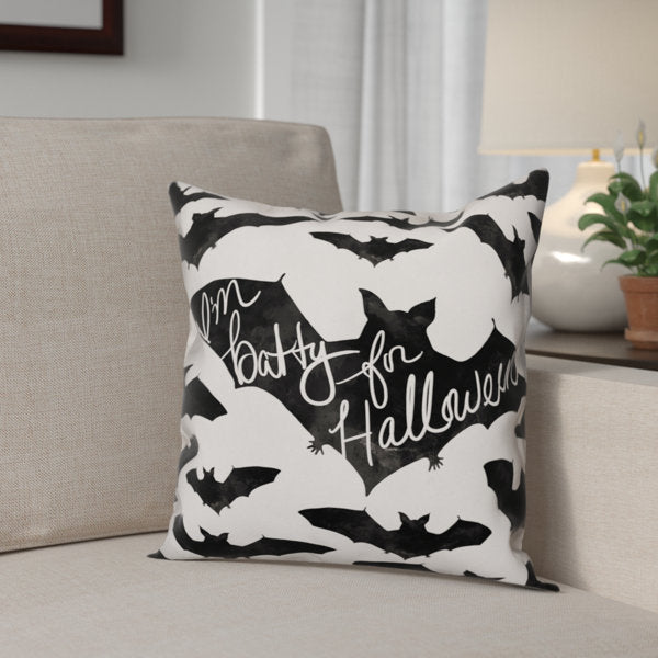 I'm Batty for Halloween Outdoor Reversible Throw Pillow