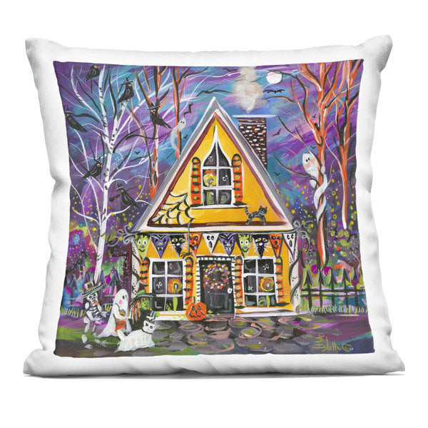 Costume Party Halloween House Decorative Printed Throw Pillow, design by Estelle Grengs
