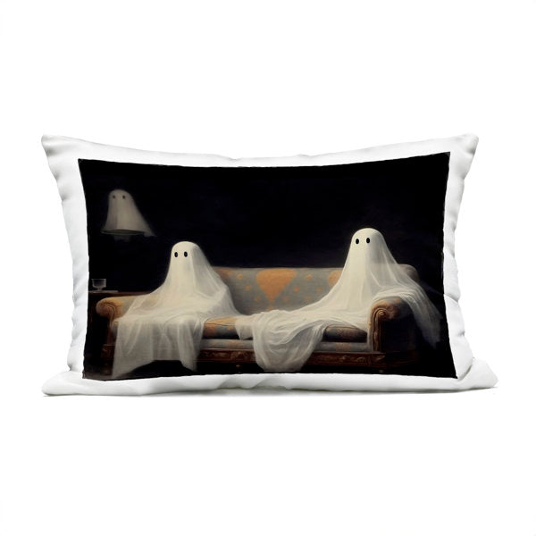 Spooky Couch Ghost Duo Outdoor Printed Pillow, design by LSR Design Studio