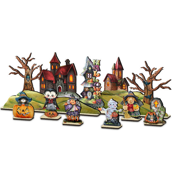 Halloween Jack-O-Lantern and Spider Figurine