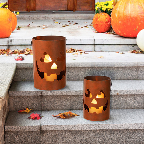 Set of 2 Halloween Jack O Lantern Bucket