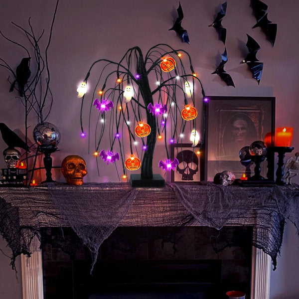 Halloween Lighted Spider Tabletop Tree