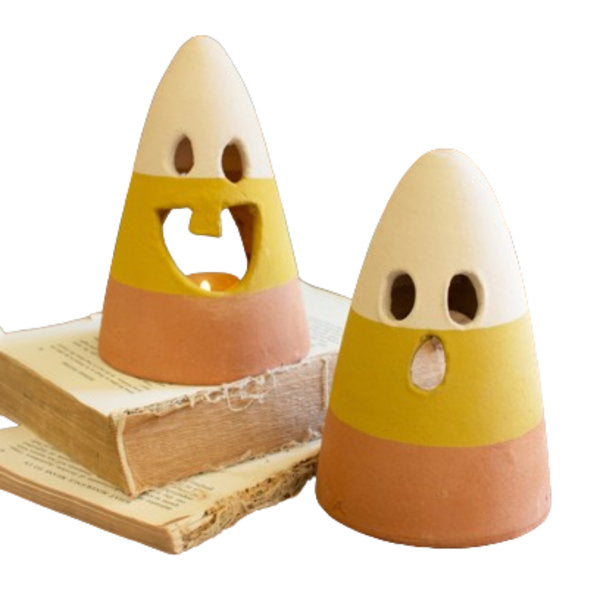 Candy Corn Lantern Set of 2 – 7" Tall Fall Decor Lights