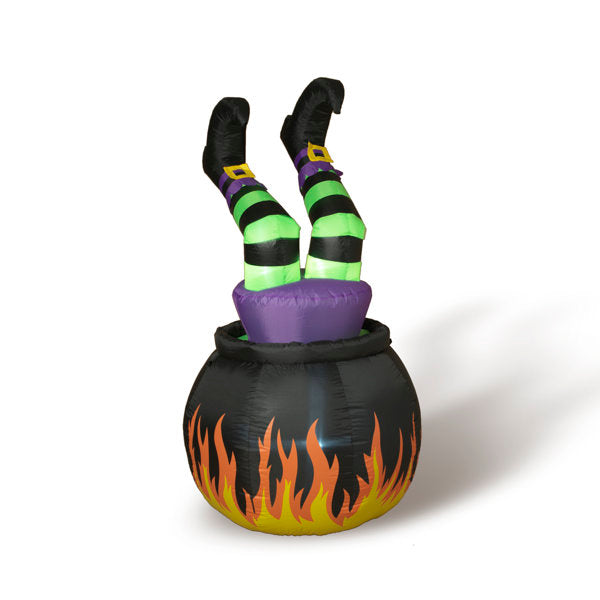 Spooky 5 Foot Electric Animated Inflatable Halloween Witch in Cauldron