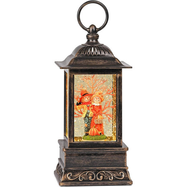 Fall Snow Globes, Scarecrow Couple With Pumpkin Scene Snow Globes, Glittering Lantern With Timer, Snow Globe Lantern USB Or Battery Powered For Fall Festival Thanksgiving Day Decor