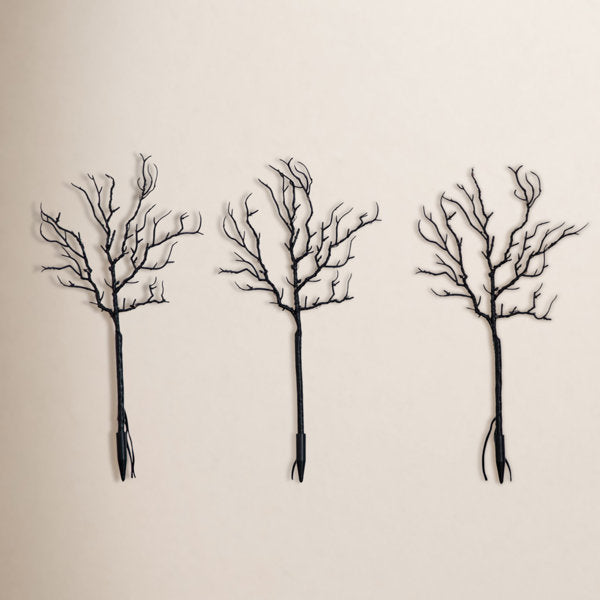14" Pre-Lit Halloween Black Twig Branch Set
