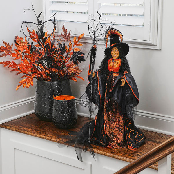 37" Resin With Fabric Haunted Witch