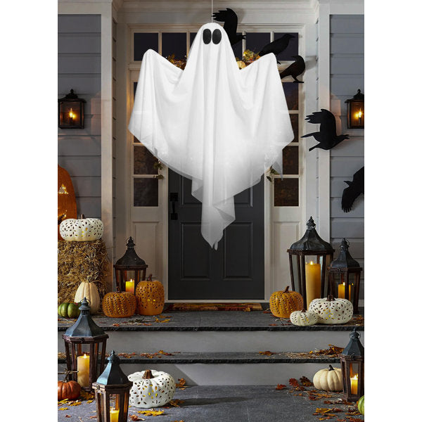 Halloween Voice-Activated Hanging Ghost Lights - Spooky Scream & Bobbing Motion, Posable Arms Decor For Indoor/Outdoor Party, Festival, Porch & Patio