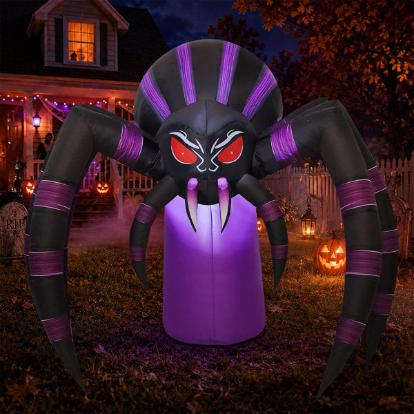 7 FT Spooky Inflatable Halloween Spider with Built-in LED Lights