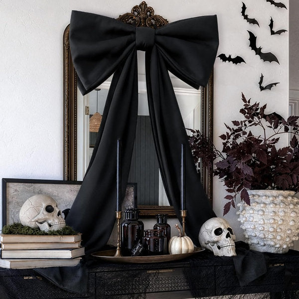 48" x 24" Giant Black Bow for Halloween Wall Mantle Front Door Window Kitchen Decor