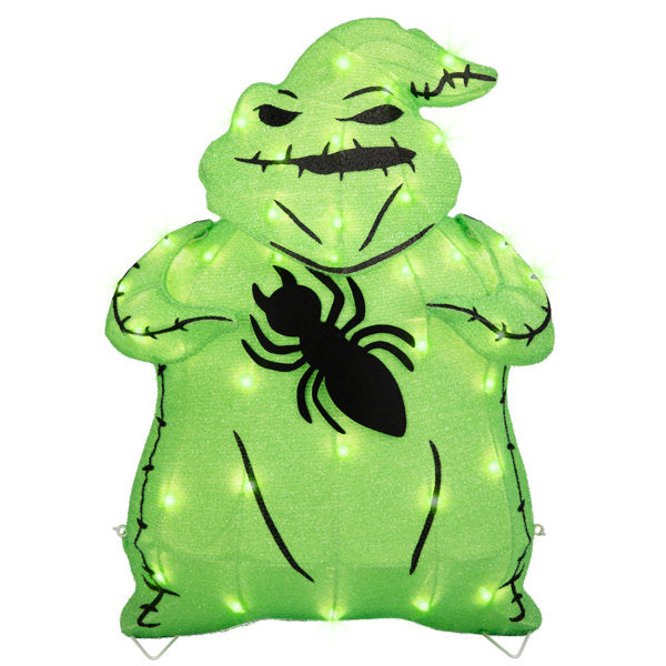 3D Halloween Lighted Tinsel Sculpture-Stylized Oogie Boogie with Spider-28in-Disney