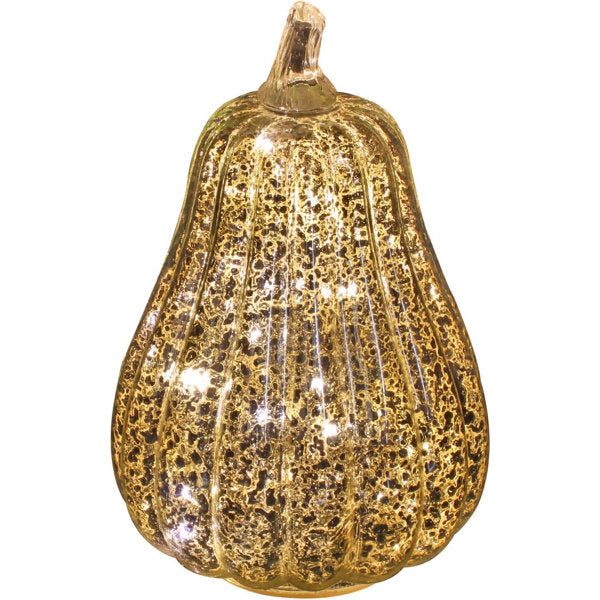 Mercury Glass Pumpkin Light With Timer For Halloween Pumpkin Decorations Fall And Thanksgiving Decor,Silver, 8.7 Inches