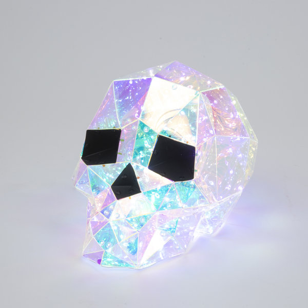 UL Electric Indoor/Outdoor Holographic Halloween Skull Light 8.3"H