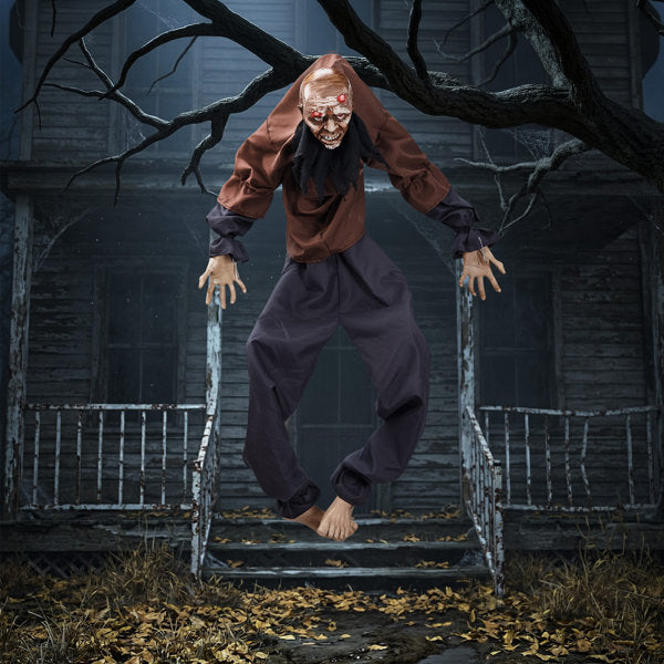 5Ft Moving Ghost Wall Decor With Sound And Light Voice Activated Sensor Creepy Climbing Pose Perfect For Entryway Garage Or Haunted Attic