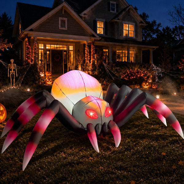 6 FT Halloween Inflatable Red-Black Gradient Spider with Built-in LED Lights