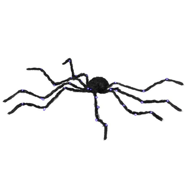Halloween yard decor, light‑up spider, oversized spider decor, bendable legs, purple LED spider, Halloween prop