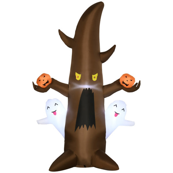 5 Ft Lighted Halloween Inflatable Ghost Tree with 5 Lights, Self-Inflating Outdoor Yard Decoration with Stakes, Ropes, Sandbag and Storage Bag