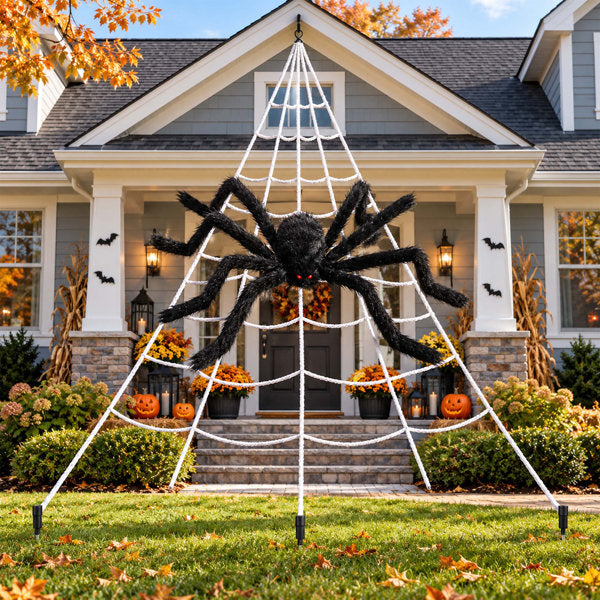 236" Giant Spider Web with 70" Posable Halloween Spider