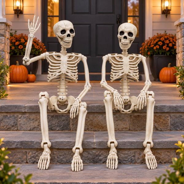 2 Pack 36" Posable Halloween Skeleton Decorations