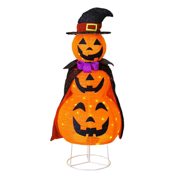 3FT Light Up Halloween Collapsible Pumpkin Decorations 60 LED Outdoor with Timer