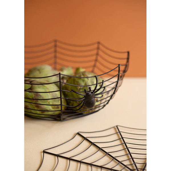 Halloween Bowl With Spider Wire Metal Design 5.5" H Party And Tabletop Decor